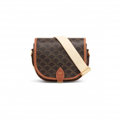 CELINE CROSSBODY BAG IN CANVAS AND CALFSKIN 196932BZJ.04LU (23*21*8cm)